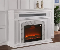 62" Grand White Faux Marble Electric Fireplace -Furniture Sale Shop 810570728 4