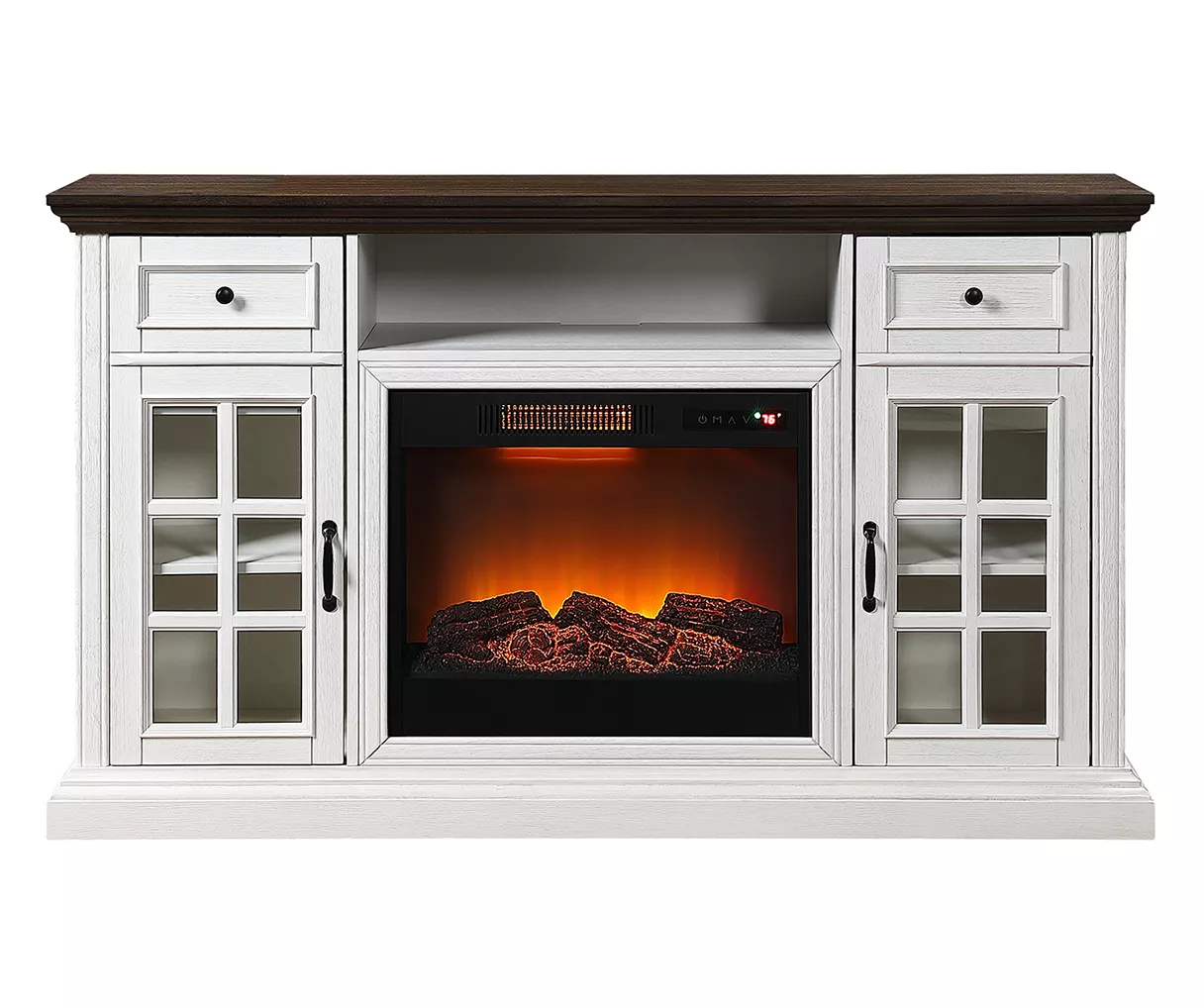 60" White 2-Tone Electric Fireplace Console 3 60" White 2-Tone Electric Fireplace Console
