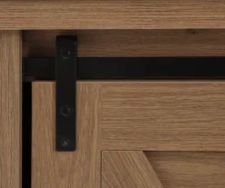 60" Light Brown Oak Barn Door Melamine Electric Fireplace -Furniture Sale Shop 810571322 2