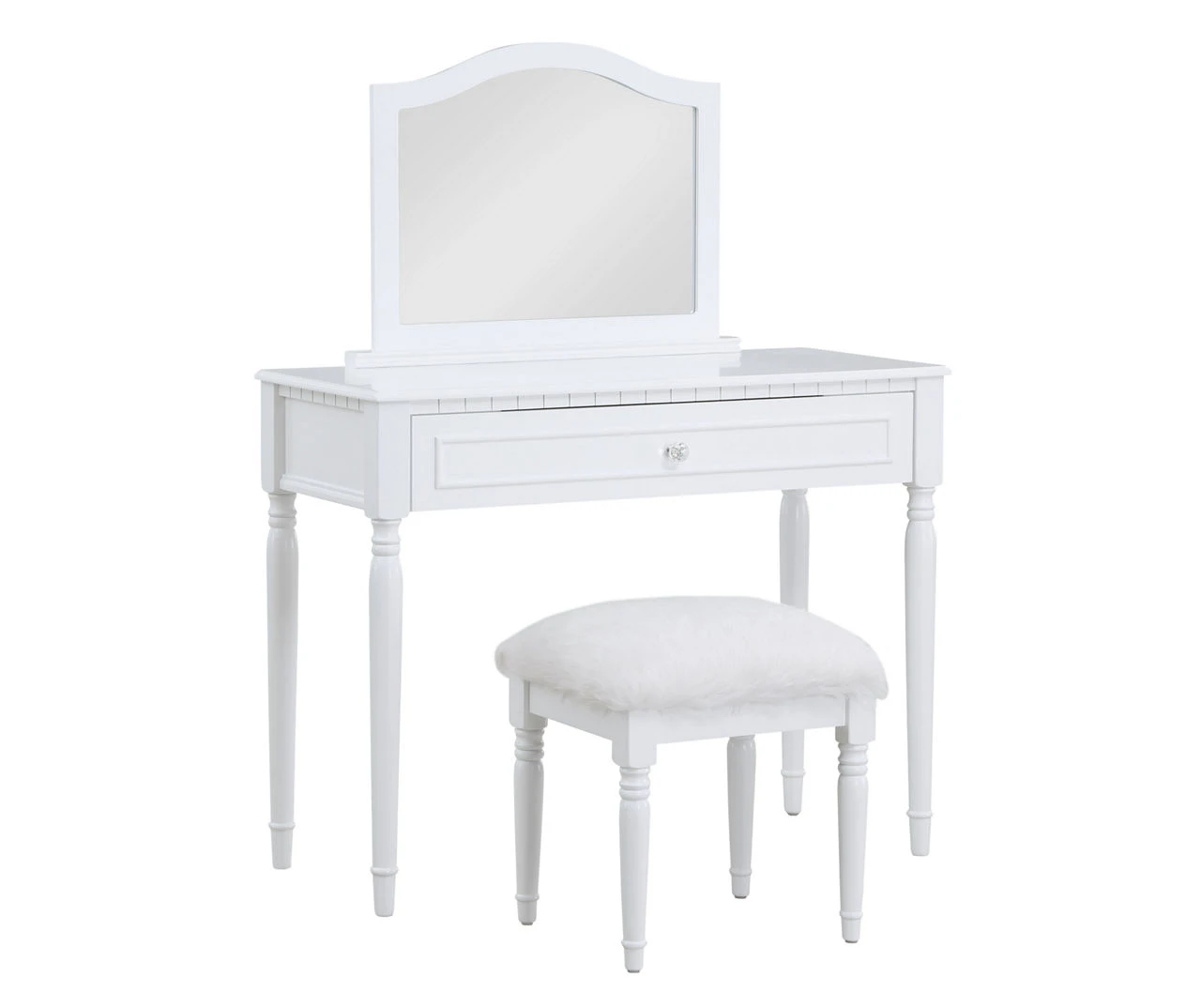 Vanity Table Set With Mirror & Faux Fur Stool 6 Vanity Table Set With Mirror & Faux Fur Stool - Image 4