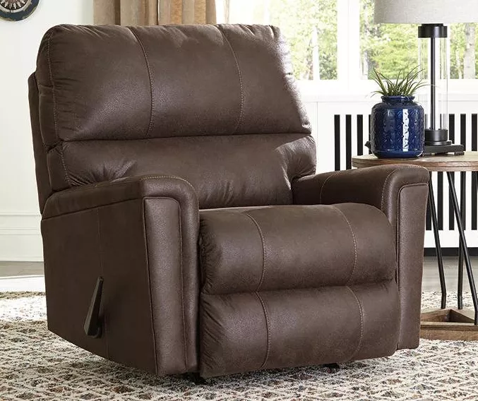 Navi Chestnut Faux Leather Rocker Recliner 4 Navi Chestnut Faux Leather Rocker Recliner - Image 2