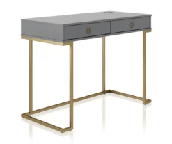 Camila Gray Writing Desk With Wireless Charging