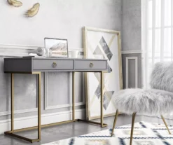Camila Gray Writing Desk With Wireless Charging -Furniture Sale Shop 810589026 6