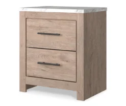 Senniberg Oak & Faux Calcutta 2-Drawer Nightstand -Furniture Sale Shop 810589298 2