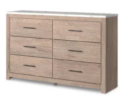 Senniberg Oak & Faux Calcutta 6-Drawer Dresser -Furniture Sale Shop 810589299 2