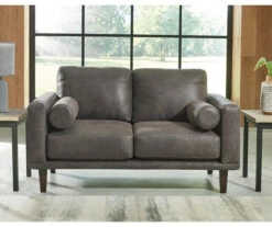 Arroyo Smoke Faux Leather Loveseat -Furniture Sale Shop 810594589 2 1