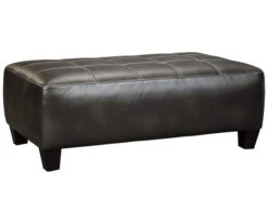 Nokomis Charcoal Faux Leather Oversize Accent Ottoman