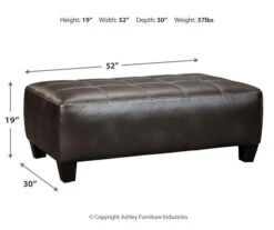 Nokomis Charcoal Faux Leather Oversize Accent Ottoman -Furniture Sale Shop 810594650 3