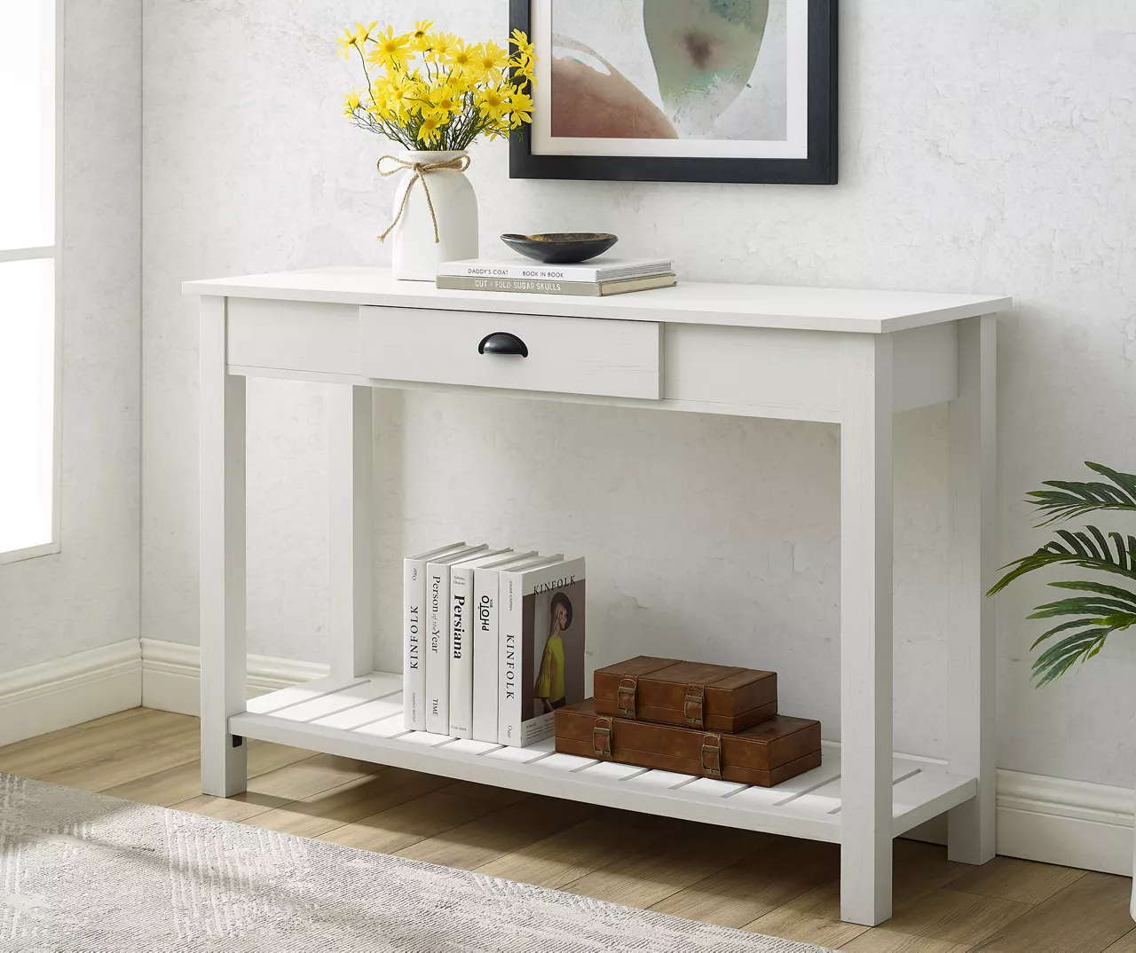 Walker Edison Brushed White Country Style Console Table 3 Walker Edison Brushed White Country Style Console Table
