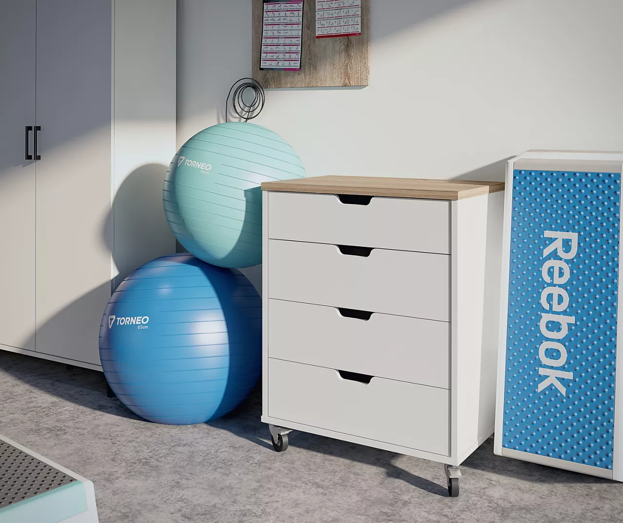 Evolution Vantage White & Weathered Oak 4-Drawer Storage Cart 7 Evolution Vantage White & Weathered Oak 4-Drawer Storage Cart - Image 5