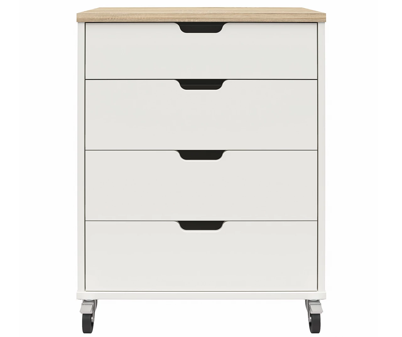 Evolution Vantage White & Weathered Oak 4-Drawer Storage Cart 3 Evolution Vantage White & Weathered Oak 4-Drawer Storage Cart