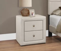 Monarch Linen Upholstered Nightstand -Furniture Sale Shop 810598501 B0