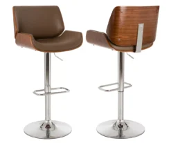 Glitzhome Mid-Century Modern Faux Leather & Chrome Adjustable Bar Stools, 2-Pack -Furniture Sale Shop 810598743 A0 1
