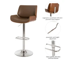 Glitzhome Mid-Century Modern Faux Leather & Chrome Adjustable Bar Stools, 2-Pack -Furniture Sale Shop 810598743 A0 6