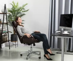 Dark Brown Mid-Century Modern Faux Leather Executive Office Chair -Furniture Sale Shop 810598937 A0 3