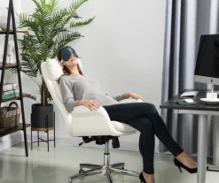 Cream Mid-Century Modern Faux Leather Executive Office Chair -Furniture Sale Shop 810598938 A0 3