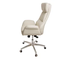Cream Mid-Century Modern Faux Leather Executive Office Chair -Furniture Sale Shop 810598938 A0 4