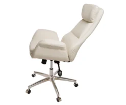Cream Mid-Century Modern Faux Leather Executive Office Chair -Furniture Sale Shop 810598938 A0 5