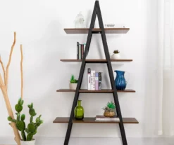 Walnut Modern A-Frame 4-Shelf Bookcase -Furniture Sale Shop 810598942 A0 3