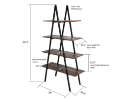 Walnut Modern A-Frame 4-Shelf Bookcase -Furniture Sale Shop 810598942 A0 7