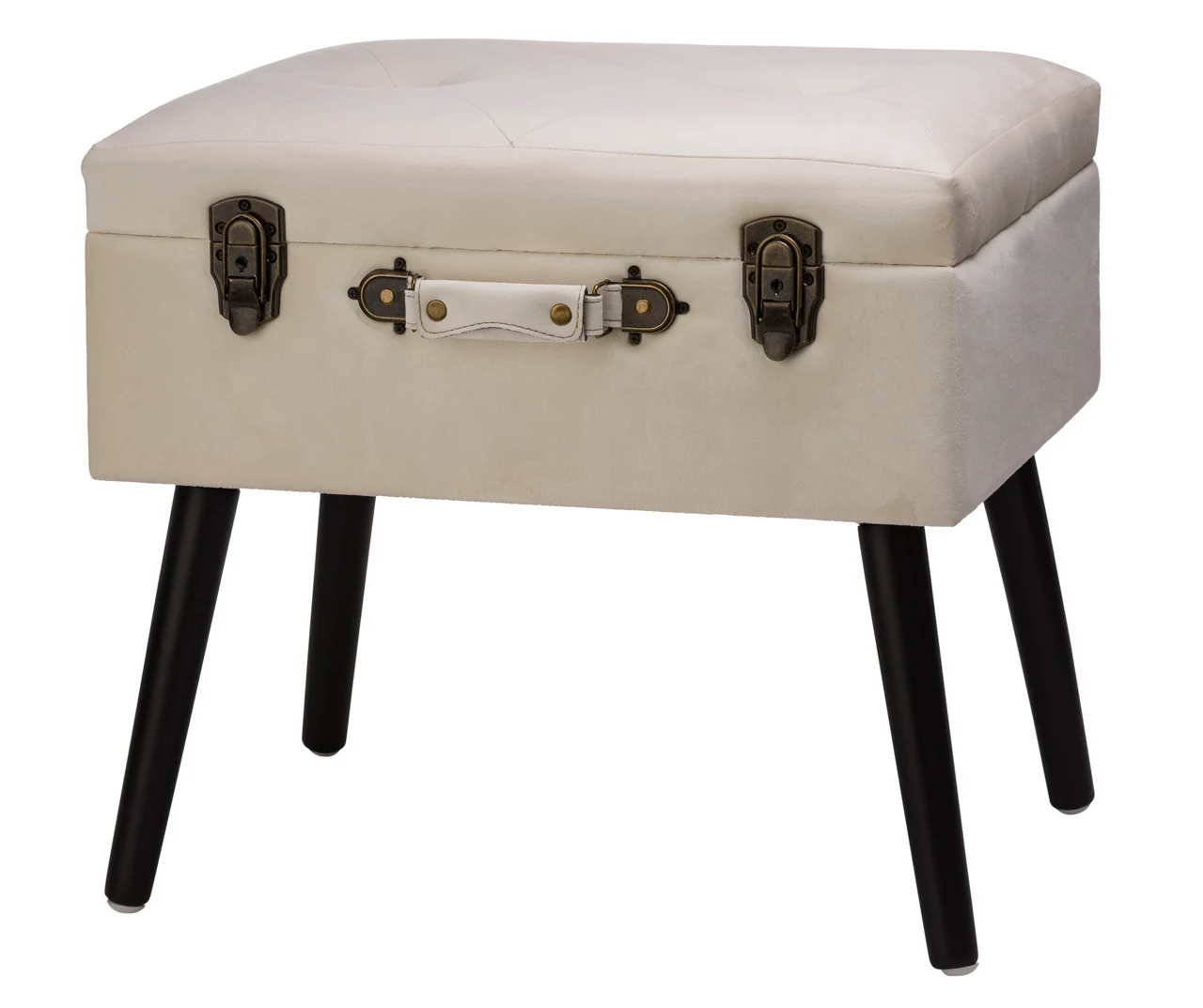 Seashell White Velvet Suitcase Storage Stool 3 Seashell White Velvet Suitcase Storage Stool