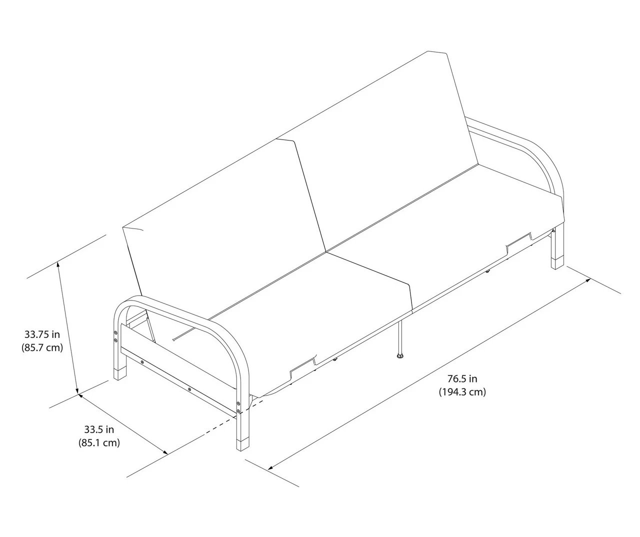 DHP Elbern Black Metal Futon With Cover 11 DHP Elbern Black Metal Futon With Cover - Image 9