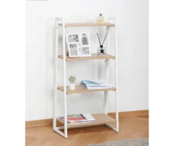 Blonde Wood Look & White 4-Tier Folding Bookcase -Furniture Sale Shop 810606565 A0 2