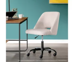 Cream Faux Wool Boucle Rolling Swivel Office Chair -Furniture Sale Shop 810606674 A0 8