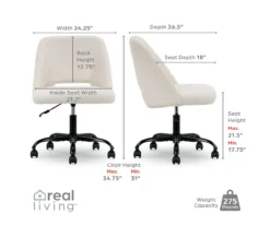 Cream Faux Wool Boucle Rolling Swivel Office Chair -Furniture Sale Shop 810606674 A0 9