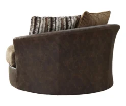 Alesbury Brown Faux Leather Oversize Swivel Accent Chair -Furniture Sale Shop 810612255 2