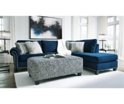Trendle Blue & Tan Oversize Accent Ottoman -Furniture Sale Shop 810612384 4