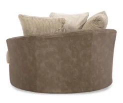 Keskin Brown Faux Leather Oversize Swivel Accent Chair -Furniture Sale Shop 810612413 4