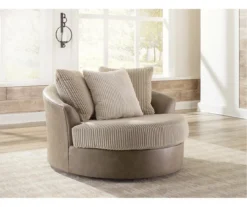 Keskin Brown Faux Leather Oversize Swivel Accent Chair -Furniture Sale Shop 810612413 5