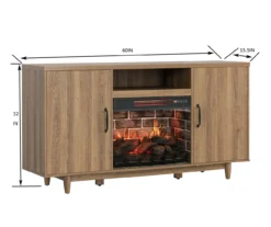 60" Modern Tan Electric Fireplace Console -Furniture Sale Shop 810617759 A6