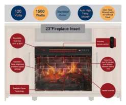 60" Modern Tan Electric Fireplace Console -Furniture Sale Shop 810617759 M7