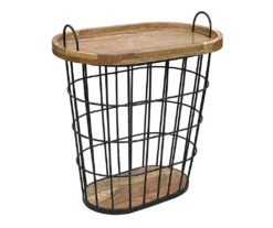 Metal Storage Table With Acacia Lid -Furniture Sale Shop 810617764 A0 3