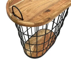 Metal Storage Table With Acacia Lid -Furniture Sale Shop 810617764 A0 4