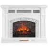 62" White Marble Grand Electric Fireplace Console -Furniture Sale Shop 810617766 A0 1