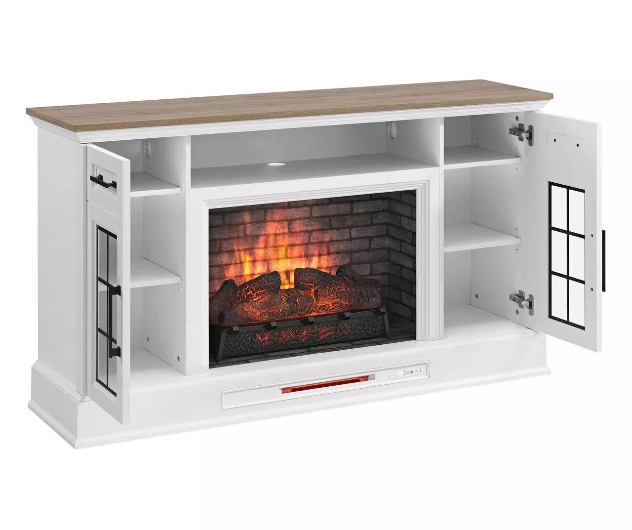 60" White 2-Door Electric Fireplace Console 10 60" White 2-Door Electric Fireplace Console - Image 8