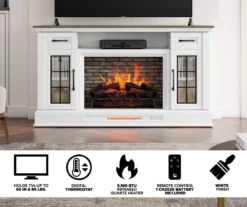 60" White 2-Door Electric Fireplace Console 18 60" White 2-Door Electric Fireplace Console -Furniture Sale Shop 810618088 M7