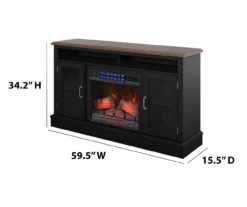 59.5" Black CoolGlow Electric Fireplace & Fan Console -Furniture Sale Shop 810620259 A6