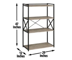 Corday Gray Wood 4-Shelf Open Bookcase -Furniture Sale Shop 810680821 A7