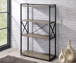 Corday Gray Wood 4-Shelf Open Bookcase -Furniture Sale Shop 810680821 B0 2