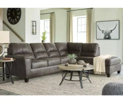 Signature Design By Ashley Navi Smoke Faux Leather Sleeper Sectional With Right-Facing Chaise -Furniture Sale Shop combo760013 3