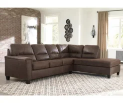 Signature Design By Ashley Navi Chestnut Faux Leather Sleeper Sectional With Right-Facing Chaise -Furniture Sale Shop combo760017 2