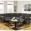 Signature Design By Ashley Tambo Pewter Faux Leather Reclining Sectional